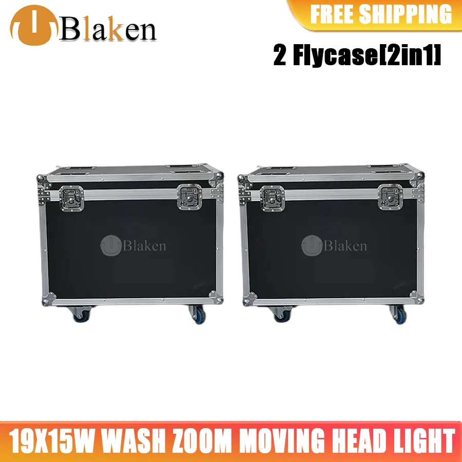 

0 Tax 2Pcs Flycase For 19x15W Moving Head Light Beam Wash 19x15W RGBW Zoom Moving Head Lighting KTV Party Free Fast Shipping