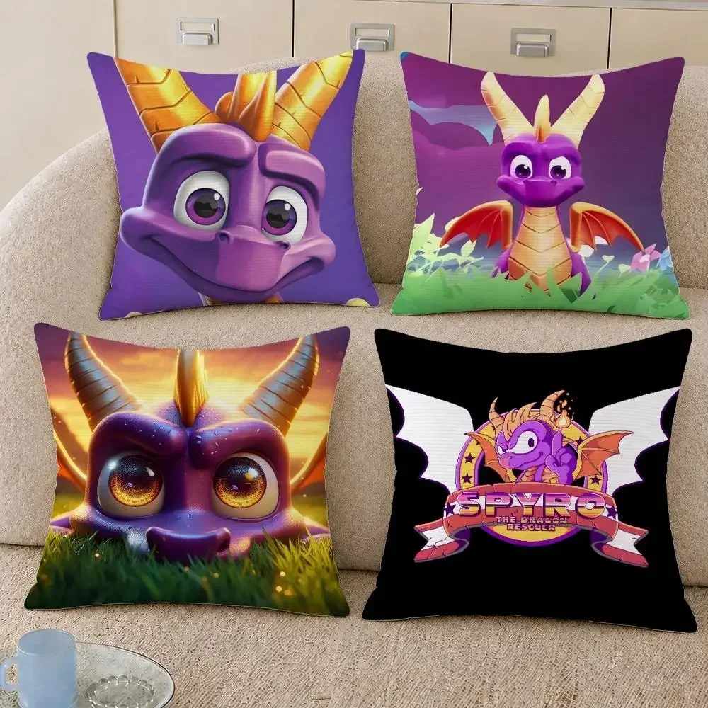 Game Spyro the Dragon Reignited Trilogy Cushion Cover Decorative Pillowcase Soft Short Plush Cozy Durable Sofa HomeDecor Items