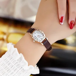 Casual Watches for Women Bracelet Leather Strap Oval Quartz Watch Women Ladies Clock Wrist Watch Relogio Feminino Brown Clock