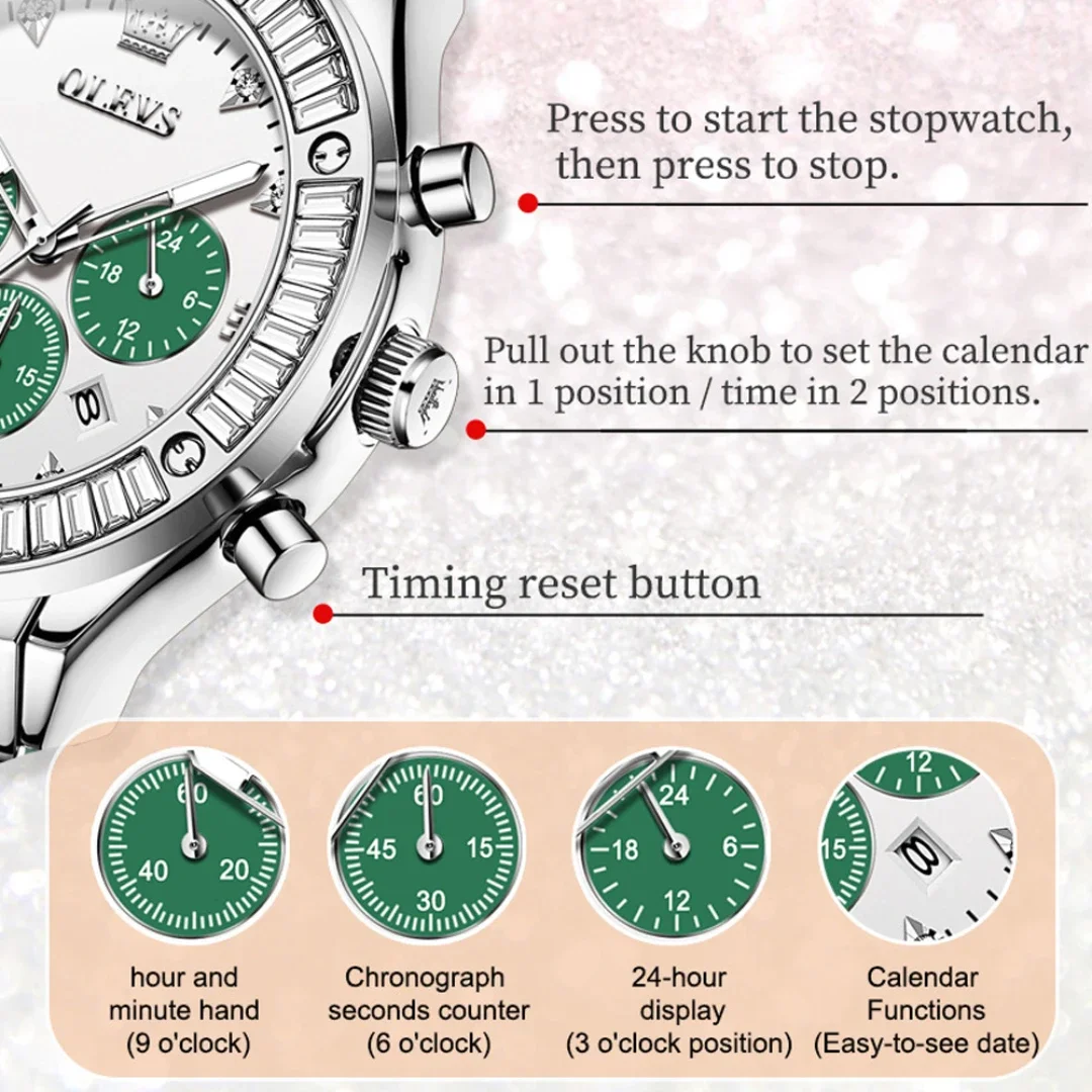 OLEVS-reloj de cuarzo con correa de cuero genuino, cronógrafo con esfera redonda y calendario, a la moda, 9978
