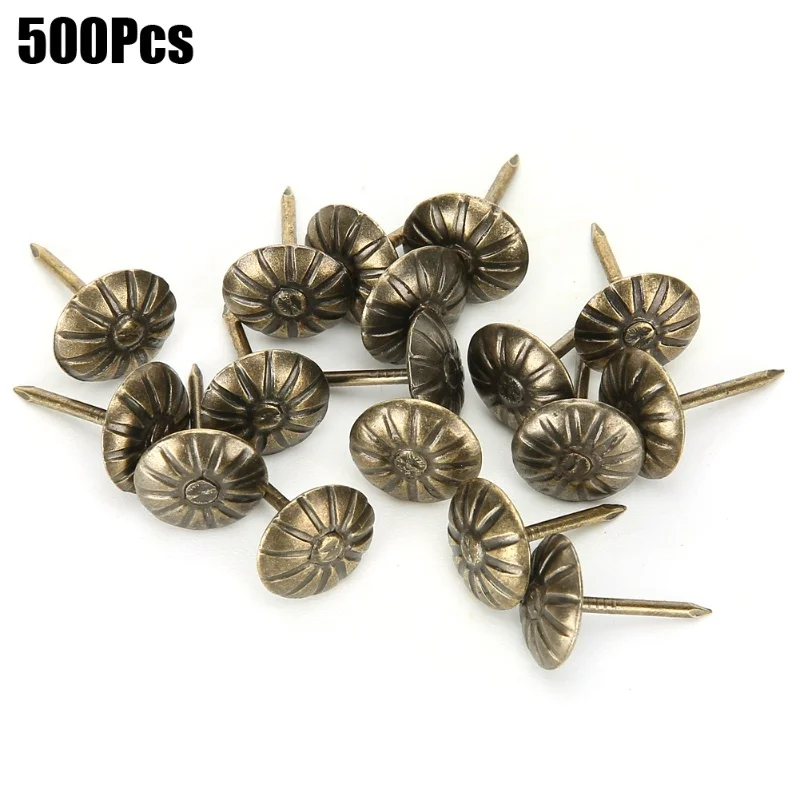 500Pcs 11 X 16mm Bubble Nail Chrysanthemum Pattern Retro Bronze Iron Sofa Fixed Decoration