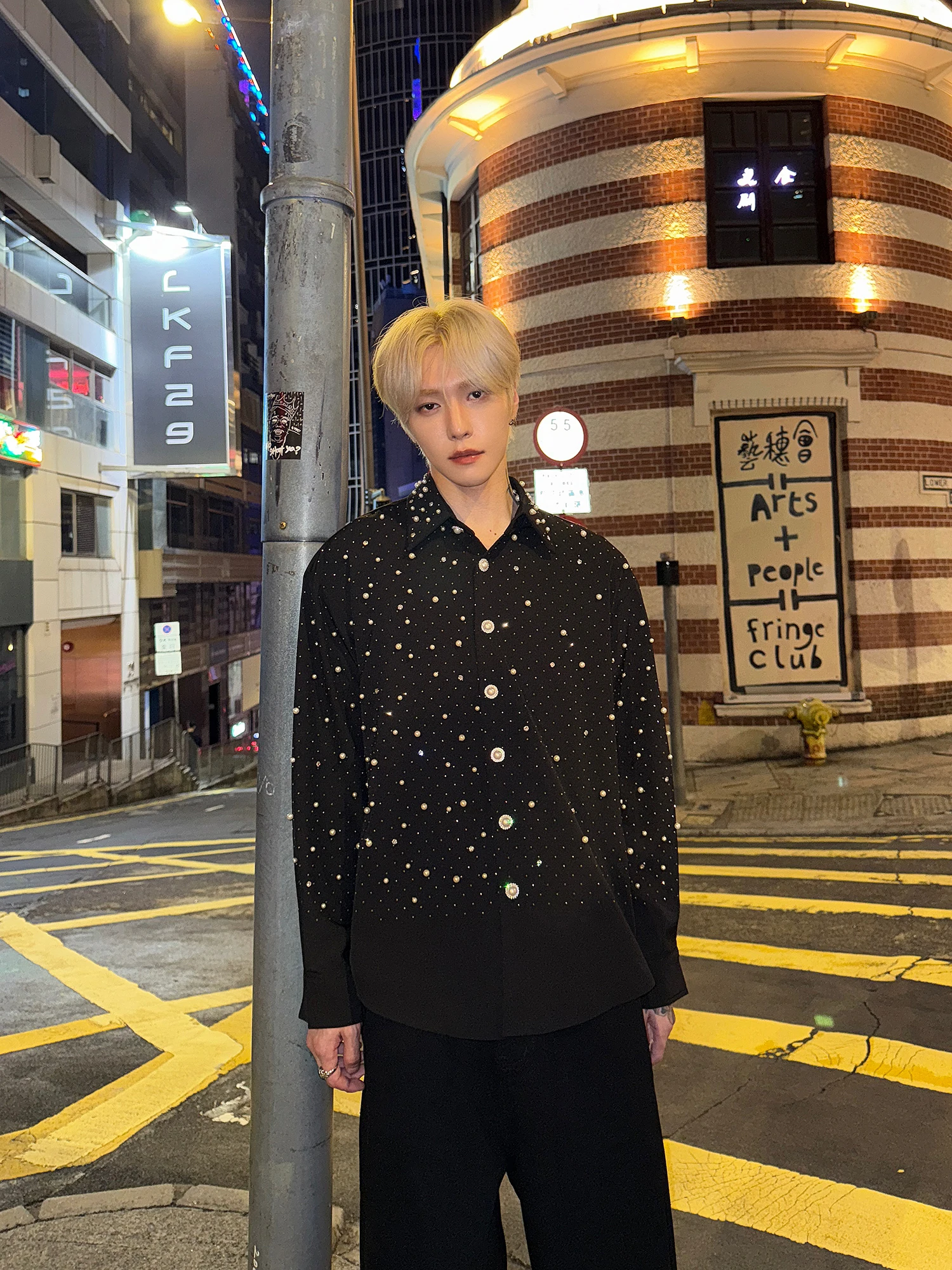 2025 New Heavy-duty Rhinestone Beaded Plaid Shirt Spring Autumn High-end Loose Casual Trendy Long-sleeve Shirt for Men