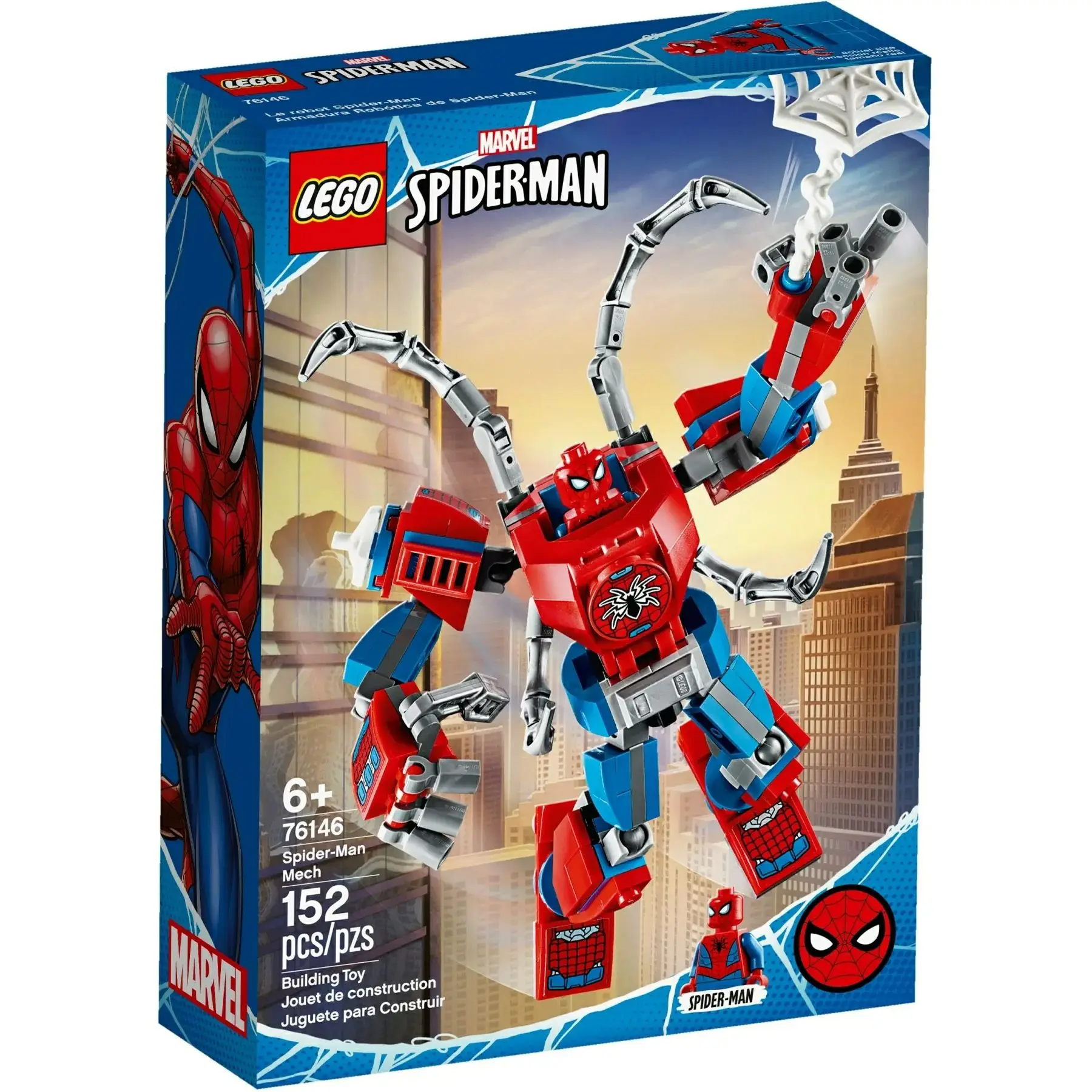 LEGO Marvel Spider-Man: Mech 76146 Superhero Building Bricks Toy Playset with Mech & Minifigure Kids Chirstmas Gift (152 Pieces)