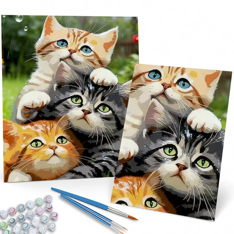 GATYZTORY Painting By Number Kits Tabby Cat Pet Handpainted Drawing On Canvas Picture Paint By Number Kill Time Home Decoration