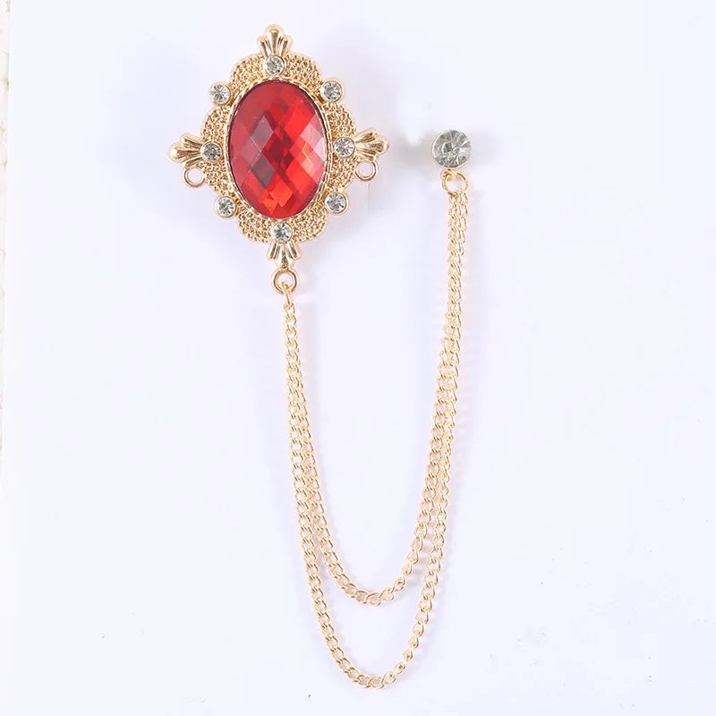 Korean Brooch Suit Accessories Men's Flower Fashion Chain Brooch French Brooch Accessories Trend Diamonds