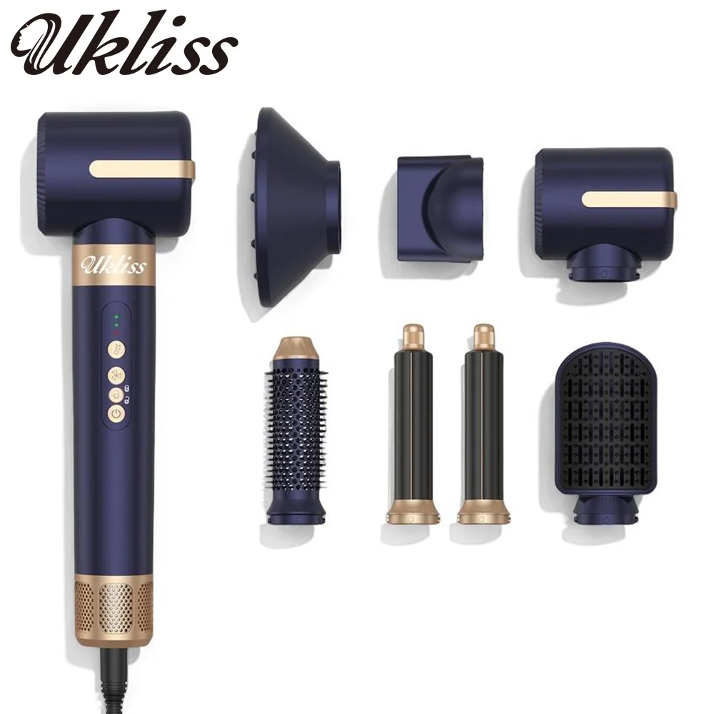 UKLISS Hair Dryer Brush 7 in 1, Air Styler Set with Curling Iron, Round Brush, Straightener for Women
