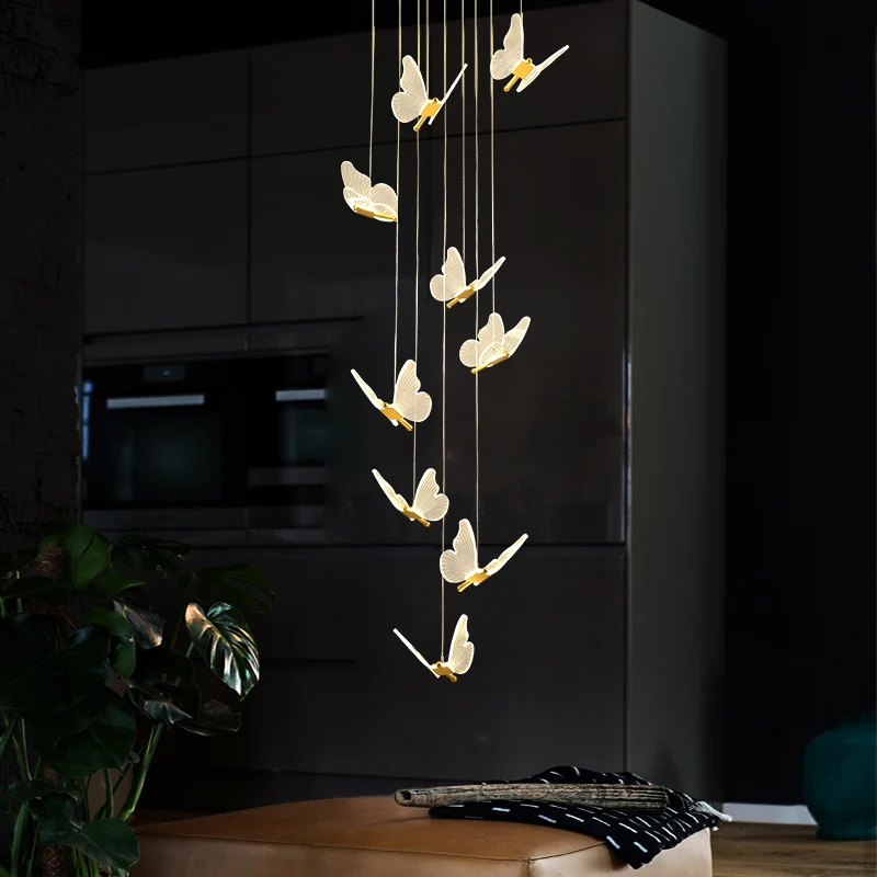 Vlinder Led Kroonluchter Trap Interieur Verlichting Deluxe Nordic Lamp Keuken Moderne Slaapkamer Golden Art Woonkamer Kroonluchter