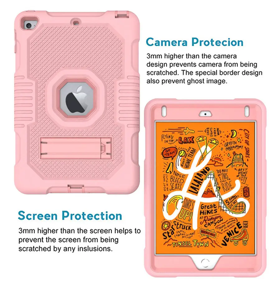 For iPad Mini 4 5 2019 A2133 A2124 A2126 A2125 A1538 A1550 Cover Baby Safe Armor Shockproof Heavy Duty Silicone Hard Case