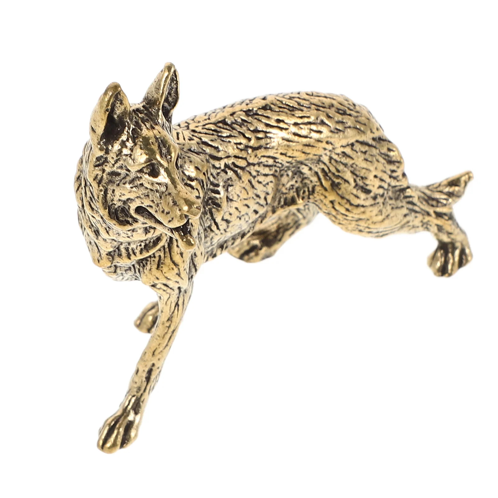 

Finish Brass Wolf Dog Statue Detailed Craftsmanship for Room Decor Desktop Shelf Mantel Display Wolf Statue
