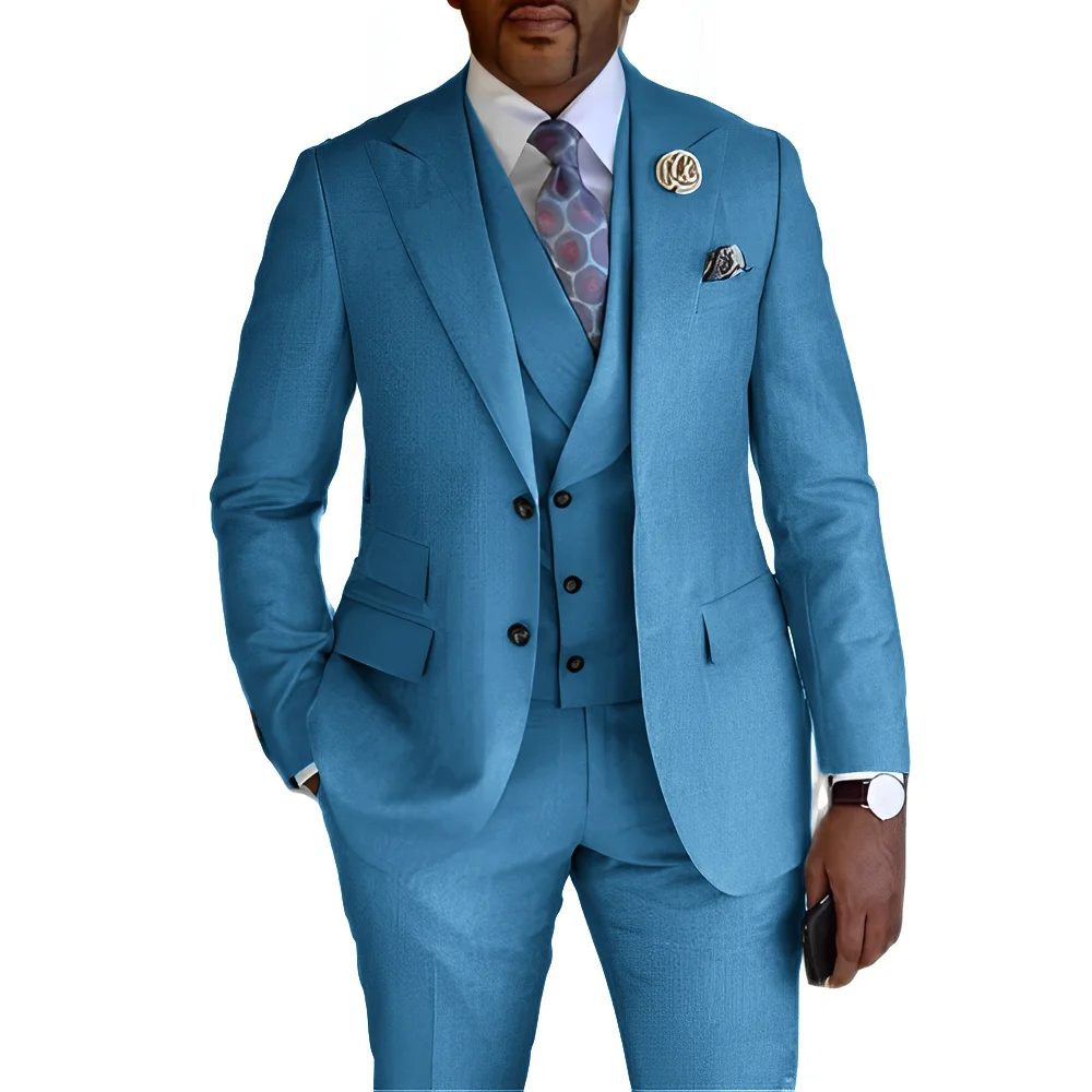 Men's Suit Business Office Work Clothes 3-piece Suit (Jacket + Pants + Vest) Groom Wedding Tuxedo Tailor-Made Dress Men Suit