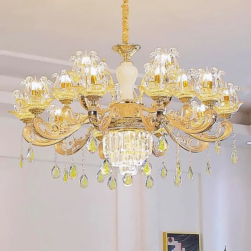 

Luxurious Atmosphere European Living Room Lamp Fruit Shape Glass Lampshade Dining Room Bedroom Lamp Candle Lamp Villa Chandelier