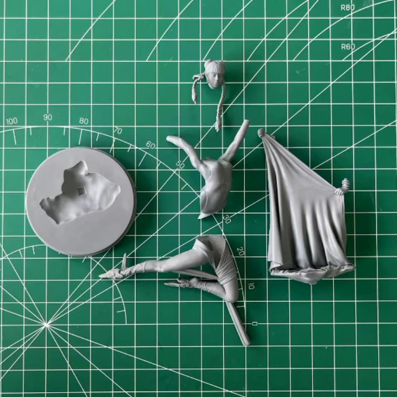 Kit de modelo de figura de resina fundida em escala 1/24, antigravidade, yoga, menina, hobby, brinquedos em miniatura, desmontado, sem pintura, diorama diy