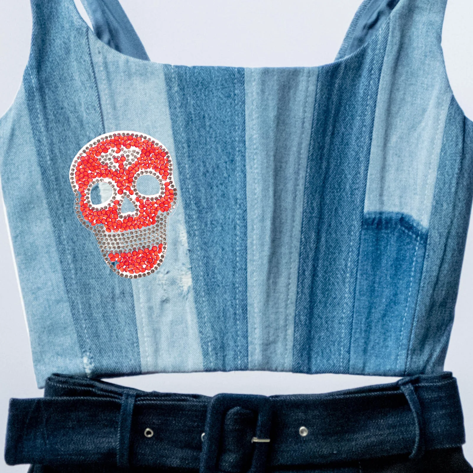 

5 Pcs Skull Decoration Accessories Patches Halloween Costumes Sew Silver Plaque for Jeans Iron