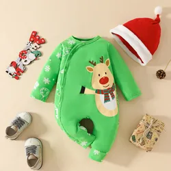 New Year Costume Baby Xmas Jumpsuit My First Christmas Clothes For Baby Cartoon Deer Romper For Newborns Prints Clothes Gift