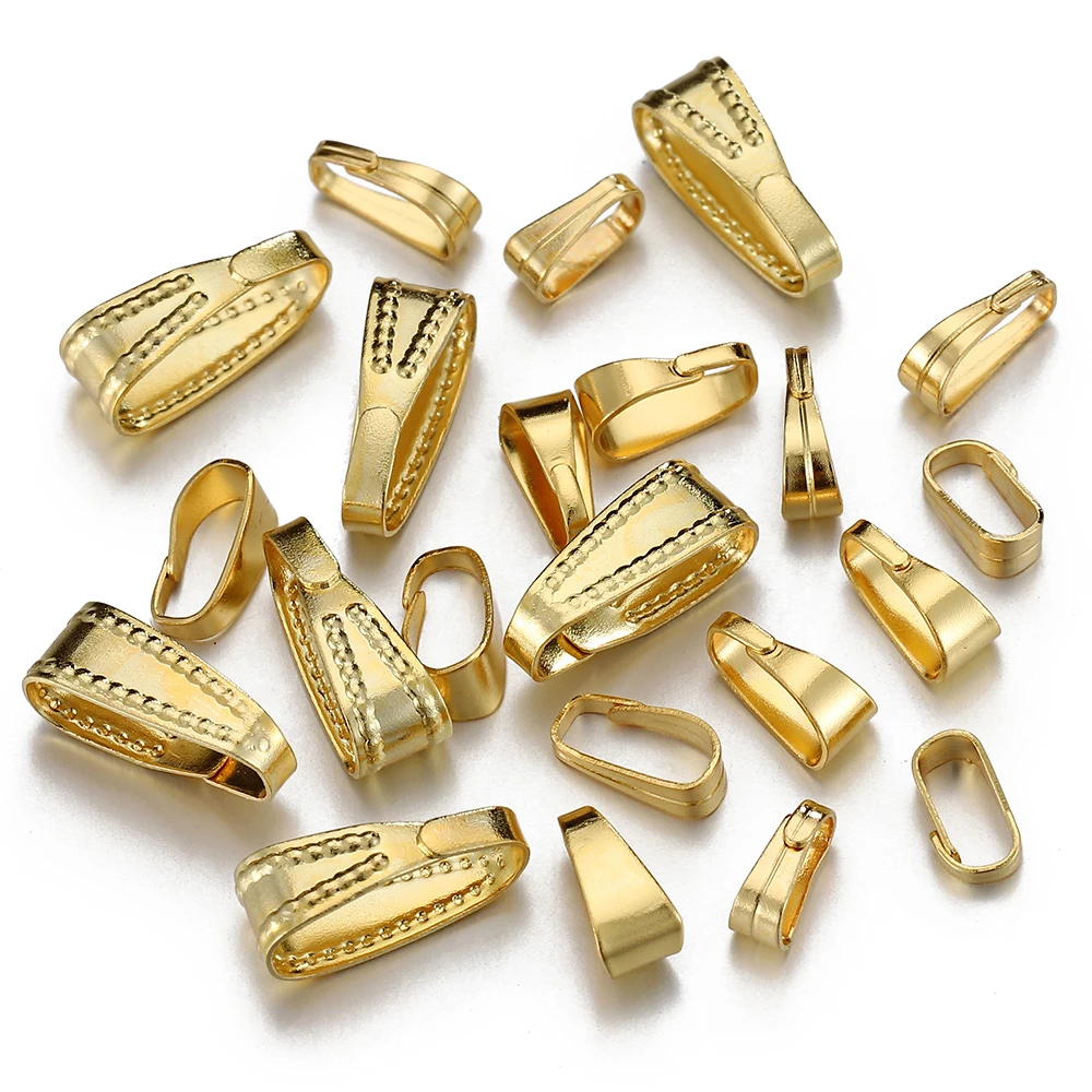 50pcs Stainless Steel Buckle Clasp Pendant Charm Connector Clip Pinch Bail Clasp for DIY Jewelry Making Necklace Accessories