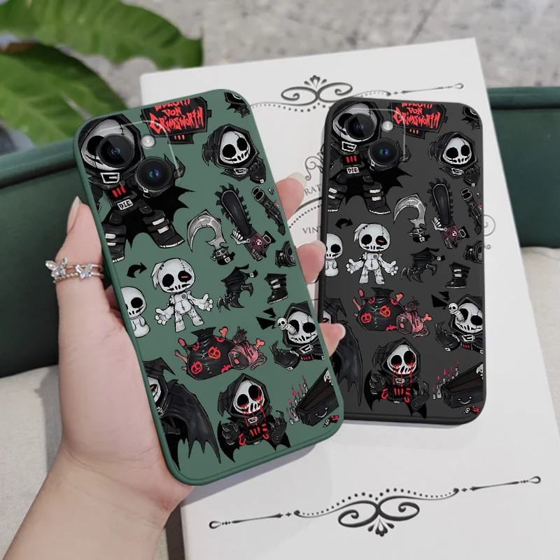 Dark Skeleton Phone Case For iPhone 16 15 14 13 12 11 X XR XS Plus Pro Max Mini Silicone Cover