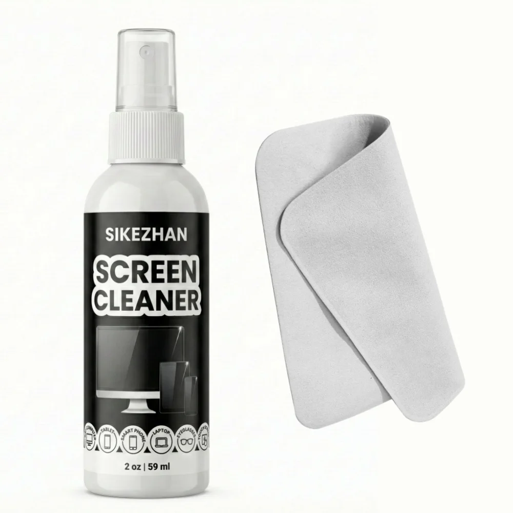 SIKEZHAN Schermreinigerset met polijstdoek - Streepvrije spray voor MacBook, iPad, iPhone, laptop, monitor en tv (2oz)