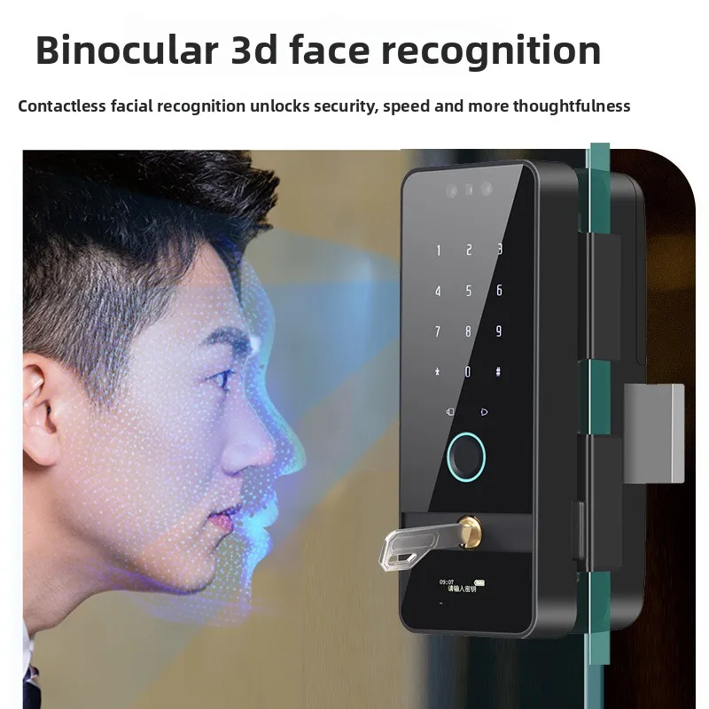 Glass Door Fingerprint Lock Framed Frameless Single and Double Door  Lock Access Control Lock Facial Recognition Free Punching