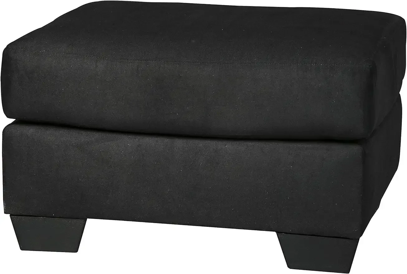 Design by Ashley Darcy Casual Plush Square Accent Ottoman, Black