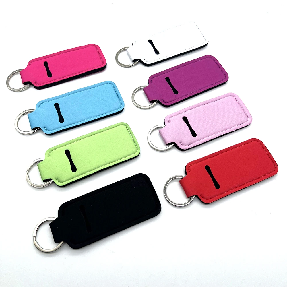 8pcs Lip Balm Holder solid color lipstick cover lipstick cover outdoor portable women\'s lipstick pendant key chain