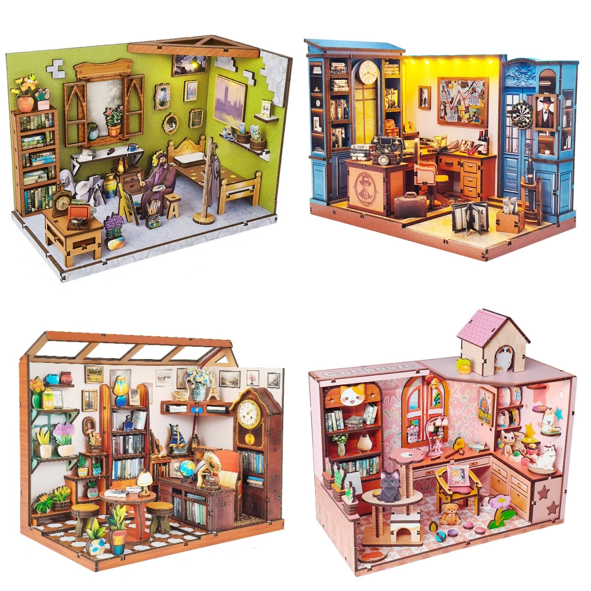 

DIY Wooden Miniature Model Kit Modern Loft Mini Doll Houses 3D Puzzle Dollhouse With Furniture Light for Friends Birthday Gifts