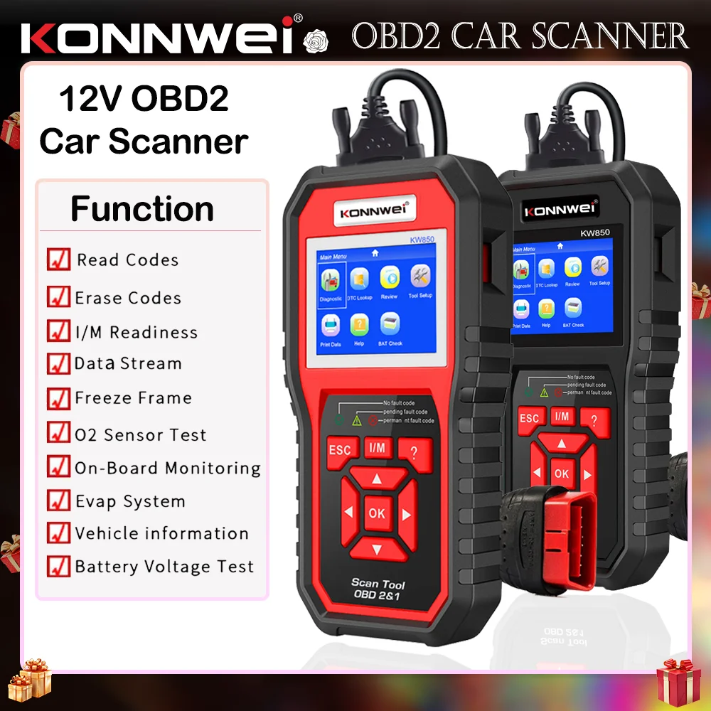KONNWEI KW850 OBD2 Scanner Diagnostic Tool Automotive Scanner Code Reader Check Engine Light Tools for All Cars After 1996