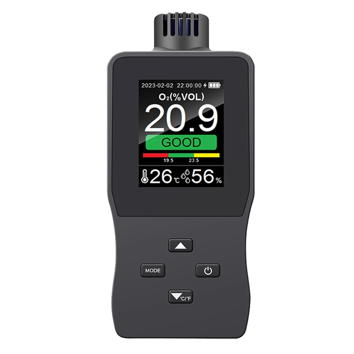 

ABXD A8 Handheld Digital Oxygen Detector Air Oxygen Concentration Alarms Value USB Rechargeable 2.8inch TFT Color LCD Screen