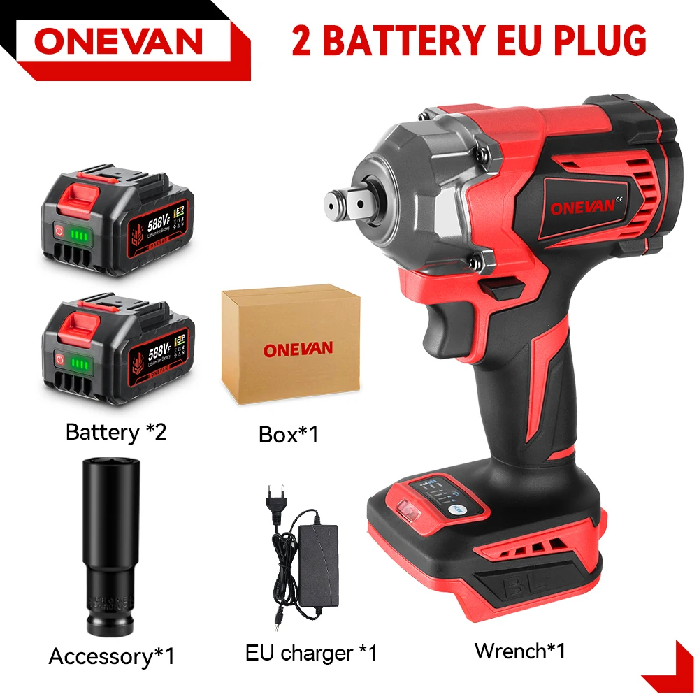 ONEVAN 1200N.M Torque Brushless Electric Impact Wrench 1/2Inch Cordless Wrench Screwdriver Power Tool For Makita 18V Battery Pin image 3