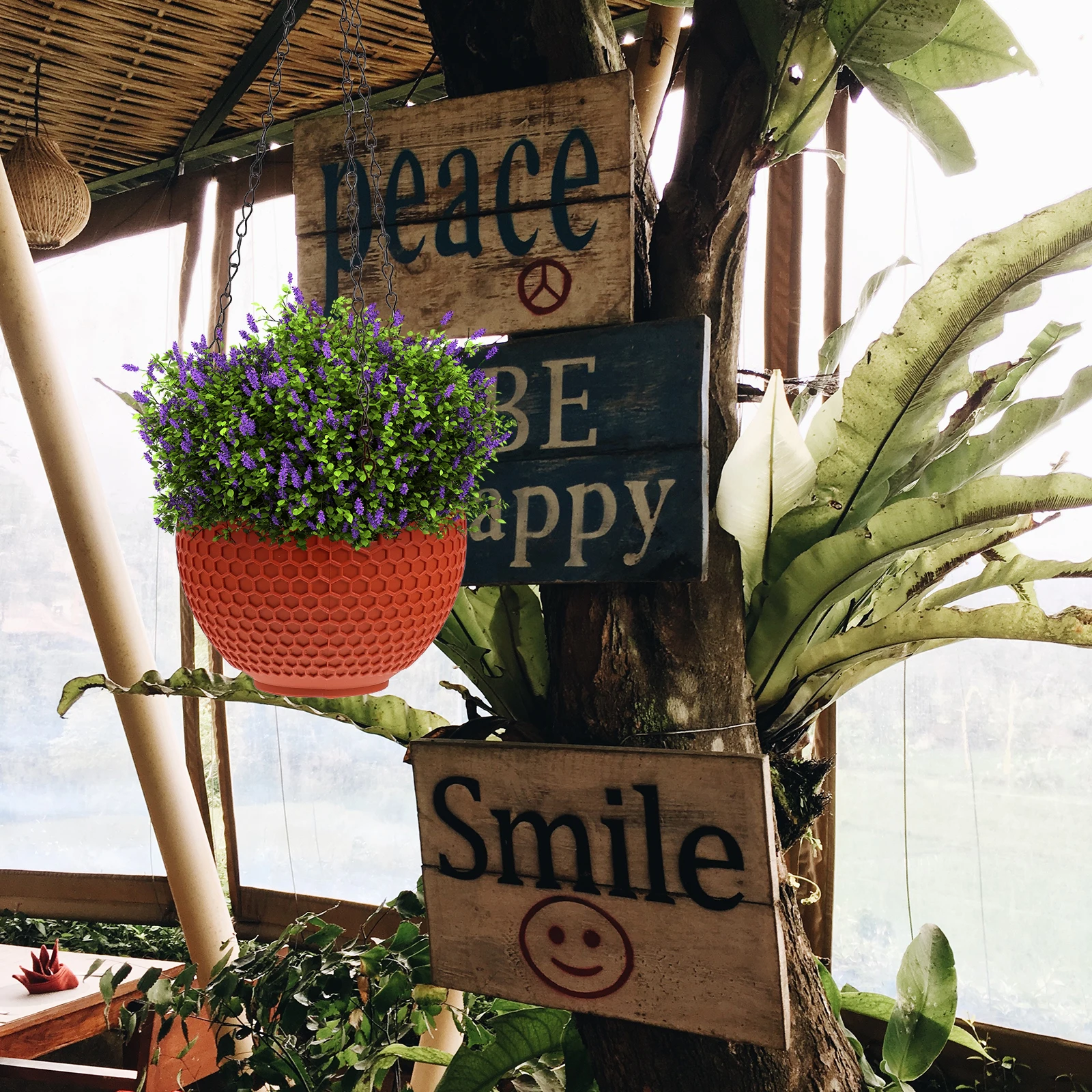 

2Pcs Plastic Pot Hanging Basket High grade Durable Decorative Flowerpot Space saving Balcony Decor Plant Pot Container