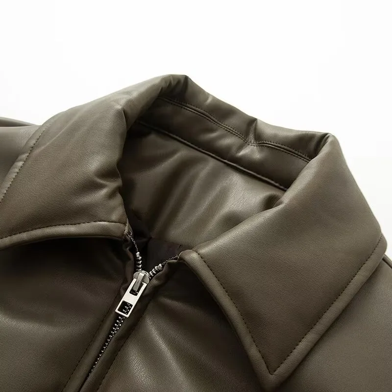 European American Style Versatile Motorcycle Vibe Thick Leather Cotton Coat New Autumn Jacket Collection Women Clothing Features