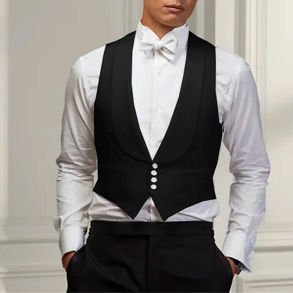 Vest For Men Shawl Collar Slim Fit Style White Male Clothes Top Prom Wedding Groom Tuxedos Vests gilet de costume homme