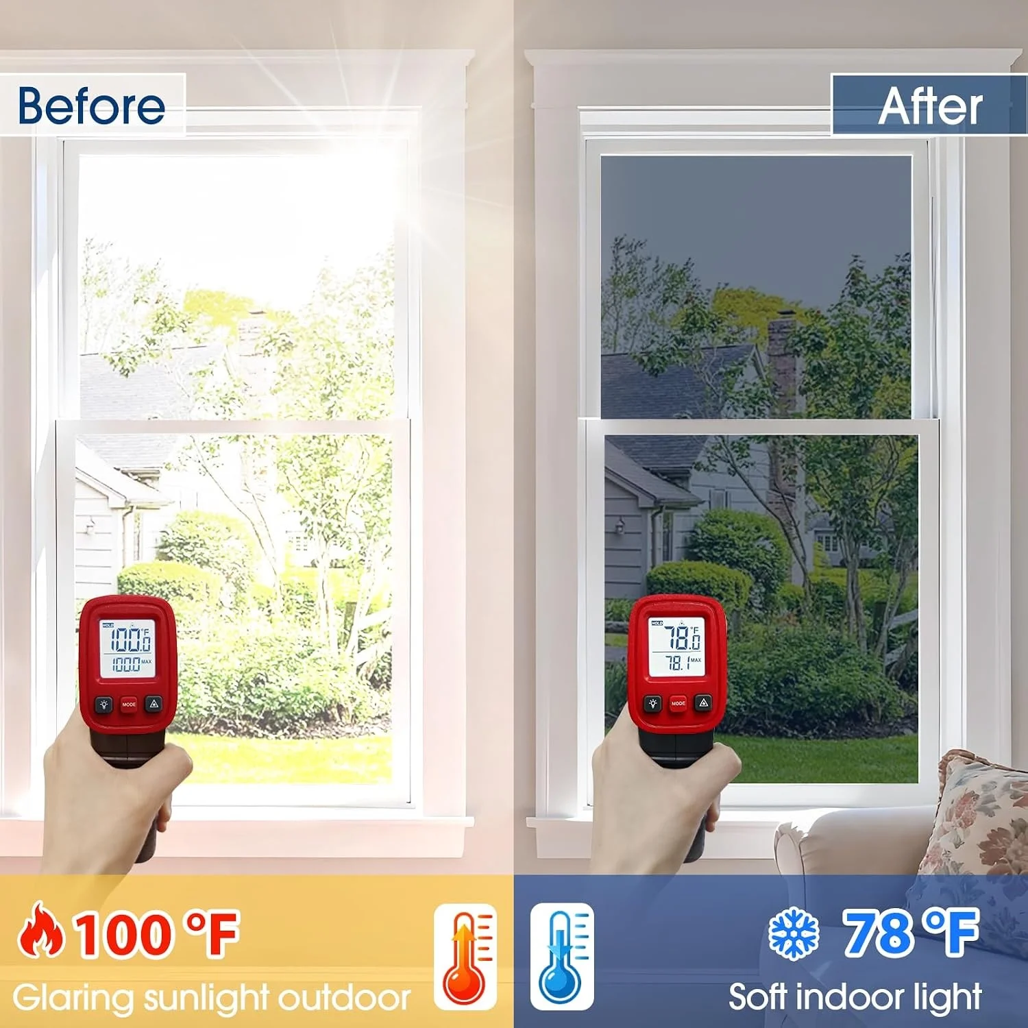 Window Tint One Way Privacy Film Black Silver Reflective Self Adhesive Heat Control UV Blocking See Out Not In for Home Door