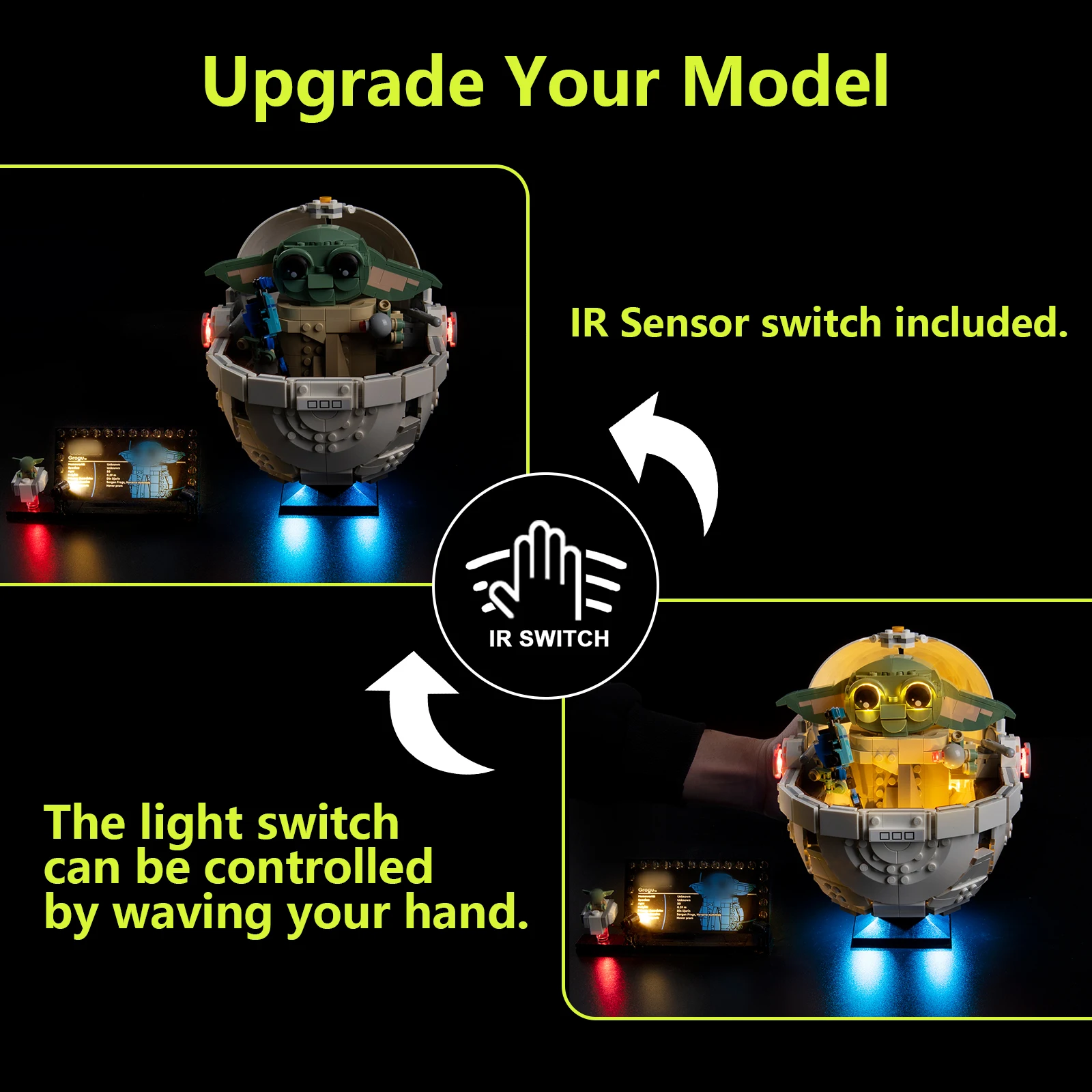 LED Light Kit for LEGO Grogu with Hover Pram 75403