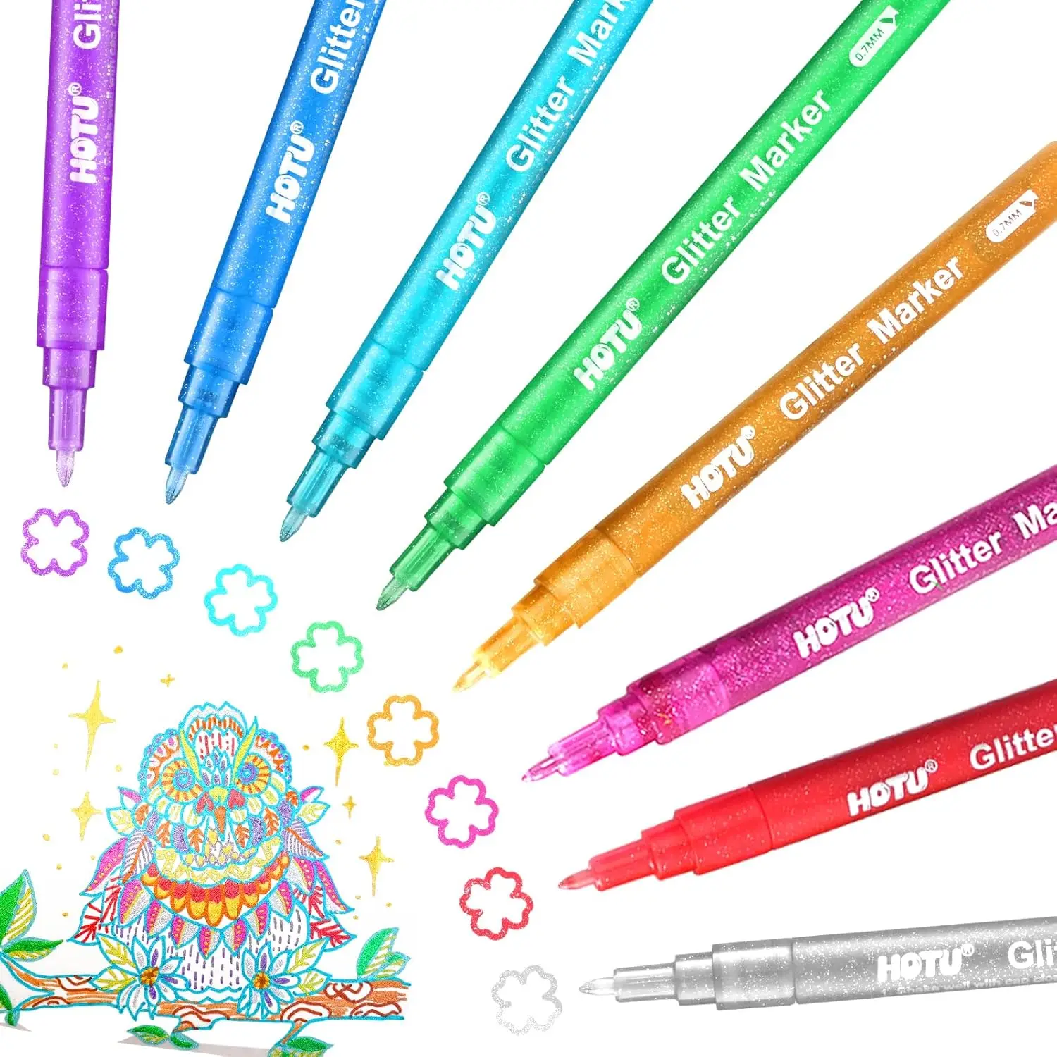 

8 Colors Glitter Gel Pens Metallic Paint Markers for Kids Adult Rock Painting Scrapbooking DIY Craft Journaling Art Projects