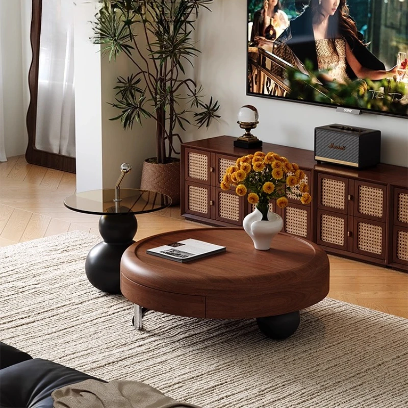 

modern Italian coffee table combination Household solid wood round Coffee table creative living room mesinha wabi sabi furniture