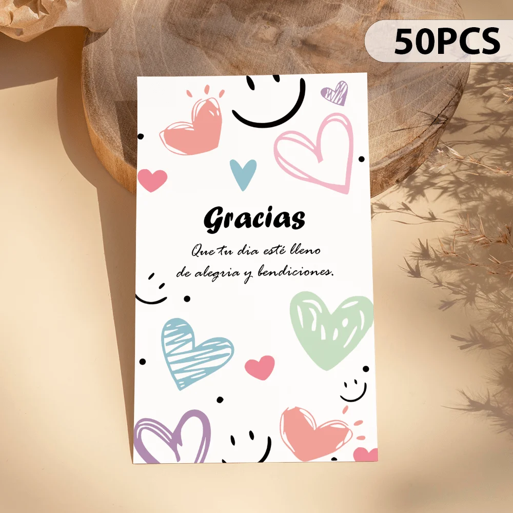 50PCS Spanish Hand Drawn Graffiti Style Thank-you Cards, “Que Tu Dia Este Lleno De Alegria Y Bendiciones”