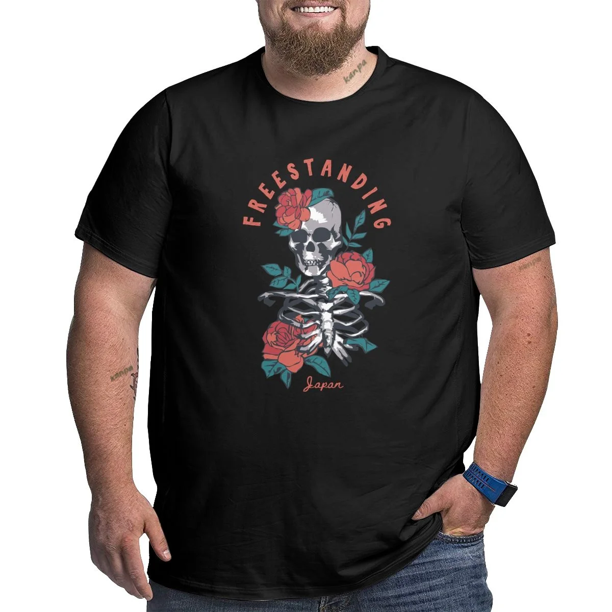 

Skull Rose Men's T-shirts for Big and Tall Man Plus Size T Shirts Black Cotton Short Sleeve Oversize Top Tees Summer 2025