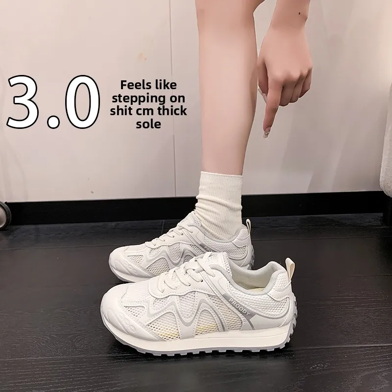 Breathable Mesh Panel Athletic Shoes, Lace Up Shock Absorbing Flat Sole Comfort Footwear For Outdoor Sports Daily Wear - view 5