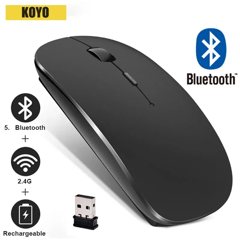 Souris Bluetooth Rechargeable souris sans fil Bluetooth ordinateur silencieux Mause ergonomique Mini souris 2.4Ghz souris optique pour PC
