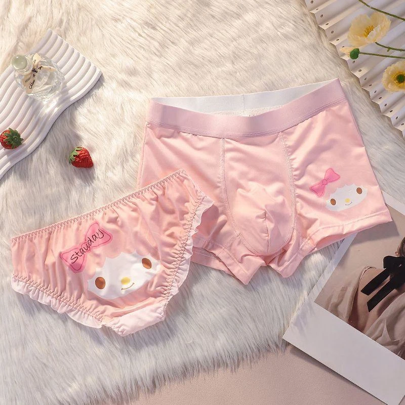 2pcs Sanrio Hello Kitty Couple Panties Men'S Boxer Briefs Cute Men'S Underwear Comfortable Breathable Panties Beach Gift