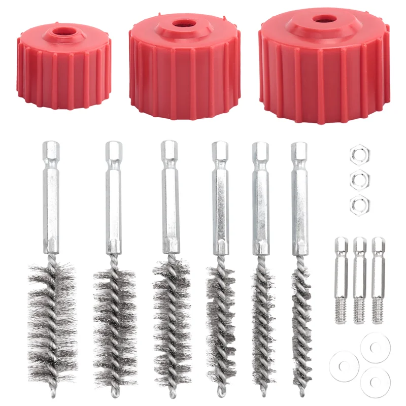 【Flash Sale】 Koperen pijpreinigerset voor boormachine, buisreinigingsborstel, reinigt koperen buizen, buizen en fittingen voor solderen