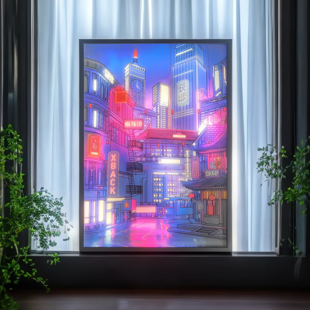 Neón LED recargable, pintura de luz de escena nocturna hermosa HD, luz de humor USB regulable, decoración del hogar, regalo artístico para amigos y