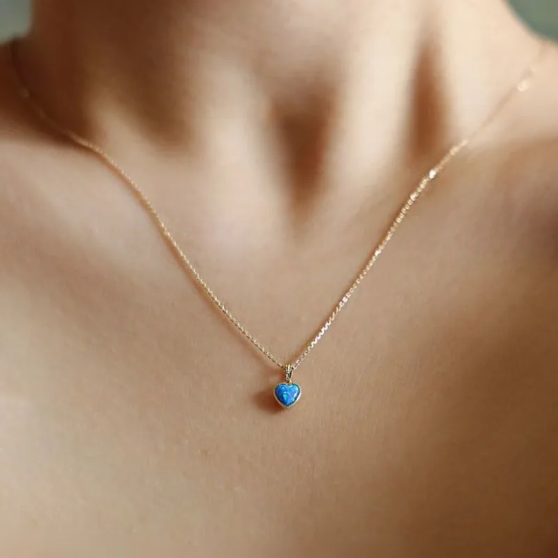 Sweetheart Opal Double Sided Necklace for Women Colorful Exquisite Small Pendant Clavicle Chain Charms Creative Jewelry Gift