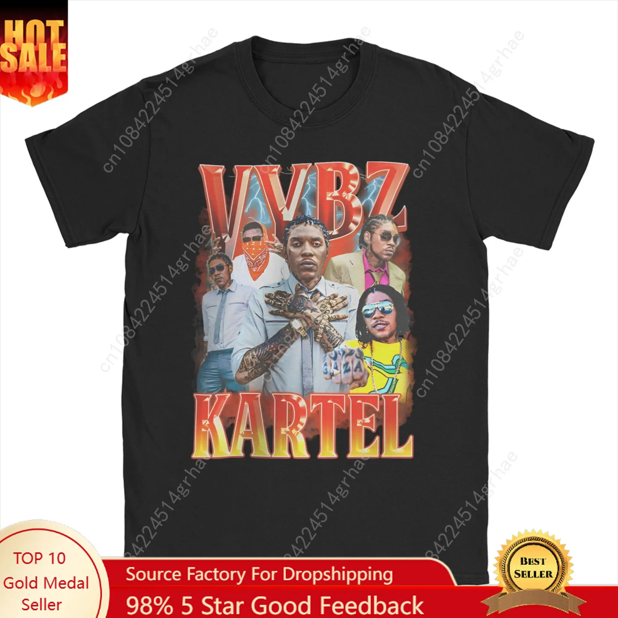 

Rapper Vybz Kartel T-Shirt Summer 100 Cotton T-Shirts For Man Novelty Printed Tshirt Short-Sleeved Funny Top Tees