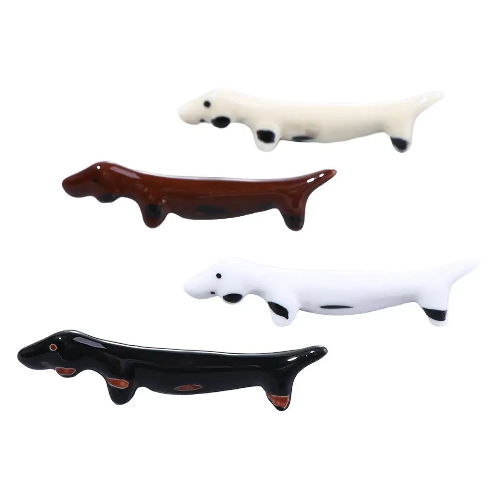 Spoon Fork Hotel Dachshund Cute Ceramic Puppy Shaped Dinnerware Stand Tableware Rack Chopstick Rest Chopsticks Holder