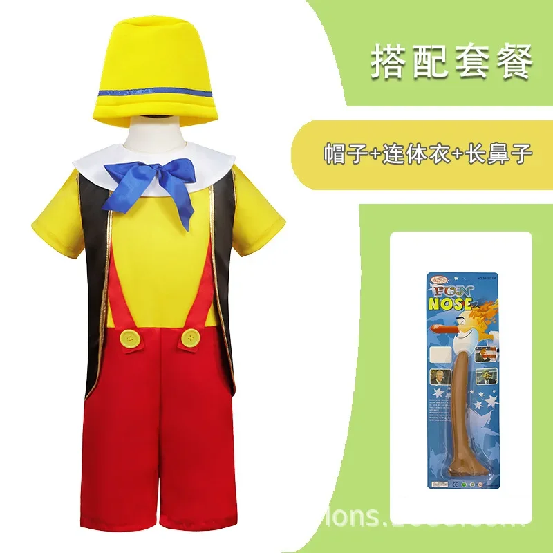 Jungen Mädchen Pinocchio Kostüm Kinder Halloween lustige Geburtstags feier Kleidung Cartoon Charakter Rollenspiel Cosplay Kostüm Nase Set