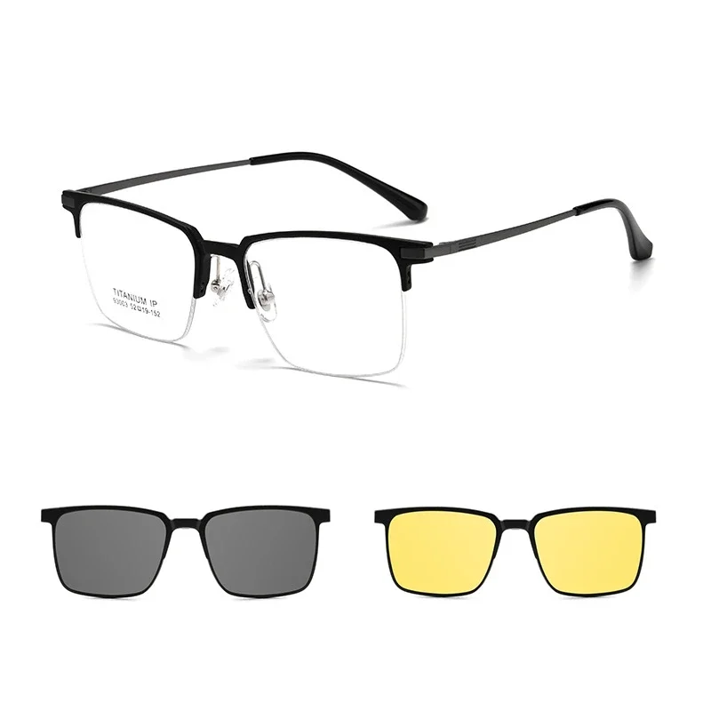 OLLYMURS موضة جديدة خفيفة للغاية التيتانيوم النقي مشبك مغناطيسي نظارات الأعمال وصفة طبية بصرية نصف إطار نظارات رجالية