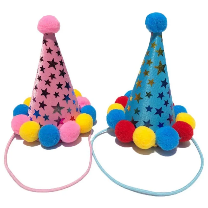 Pet Birthday Hats for Boys Girls Holiday Party Apparel Accessories for Small Medium Puppies Cats Doggies Cone Hat Bandana