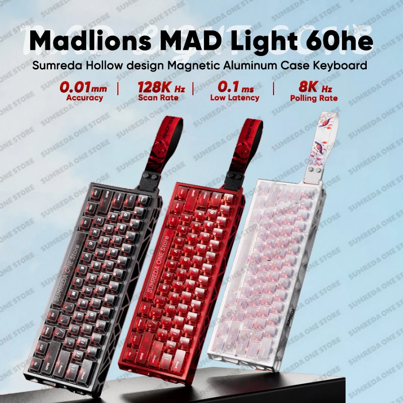 Madlions Mad Light 60he Aluminum Gaming Magnetic Mechanical Keyboard Hollow Rapid Trigger 0.01mm 8K Hotsawp RGB Gamer Keyboard