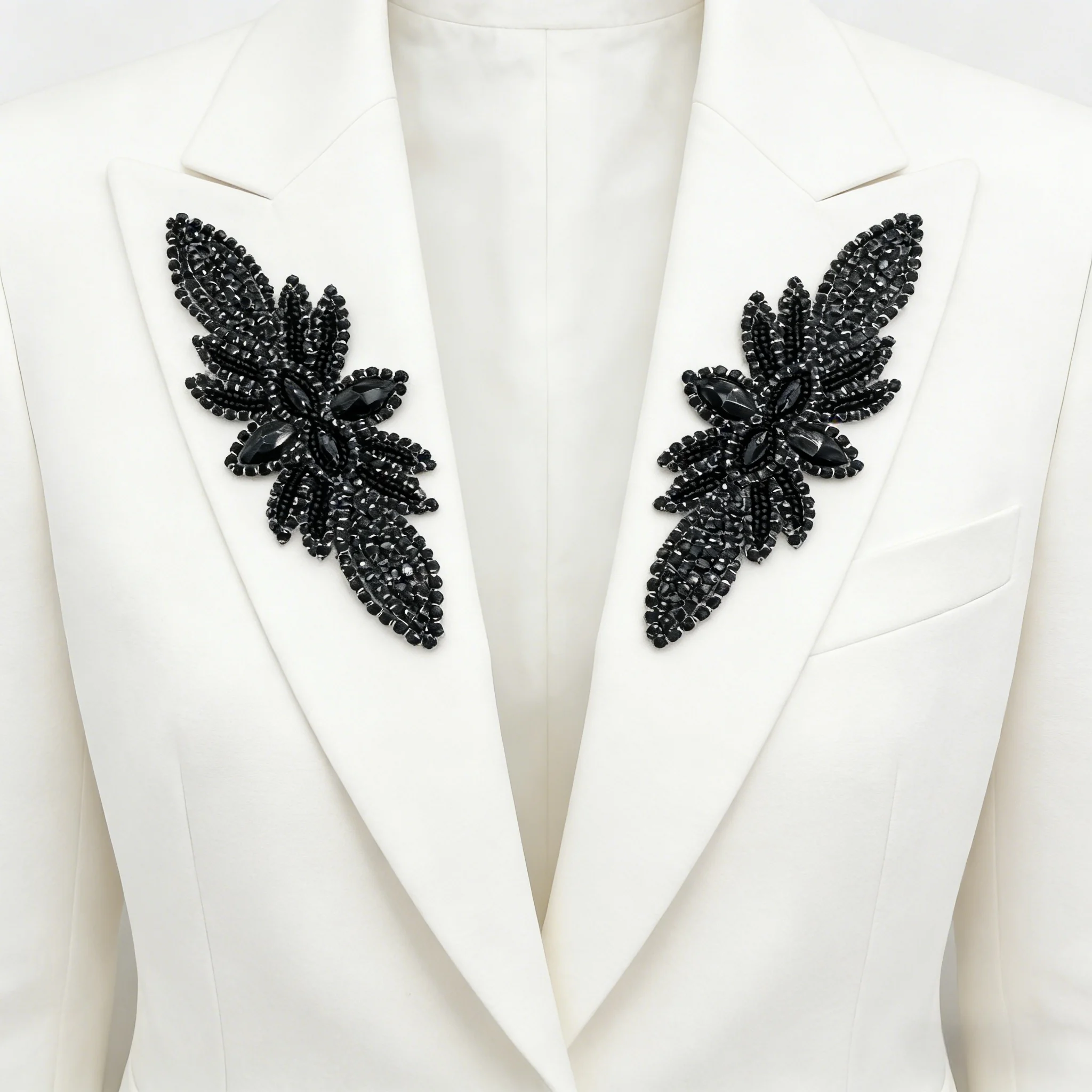 Green Heavy-Duty Beaded Rhinestone Appliqué Suitable for Ethnic Dance, Classical Dance, Musical Performance Costumes, Bridal or Vintage Lady Styles